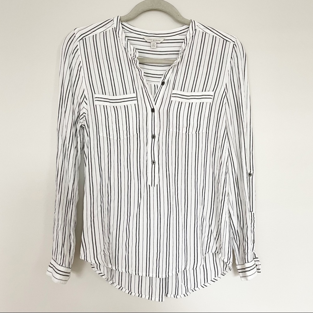 Lucky Brand Striped Quarter Button Down Blouse